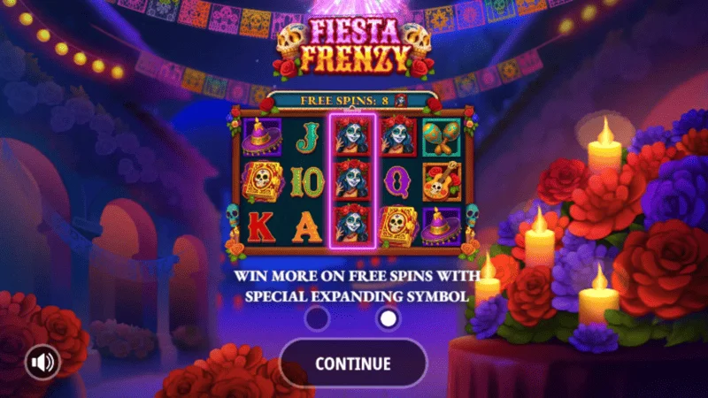 Fiesta Frenzy - menu utama dan tetapan pertaruhan